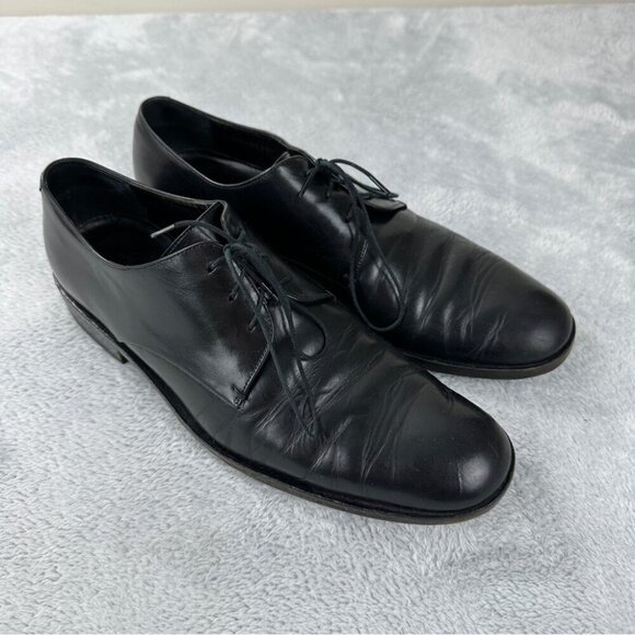 Gucci Black Leather Derby Shoes Authentic Men's Size 9D/43 EU/9 UK Made in Italy - Picture 1 of 13